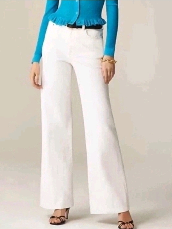 J. Crew Denim - J Crew High Rise Wide Leg Denim Trouser White Size 32 Petite